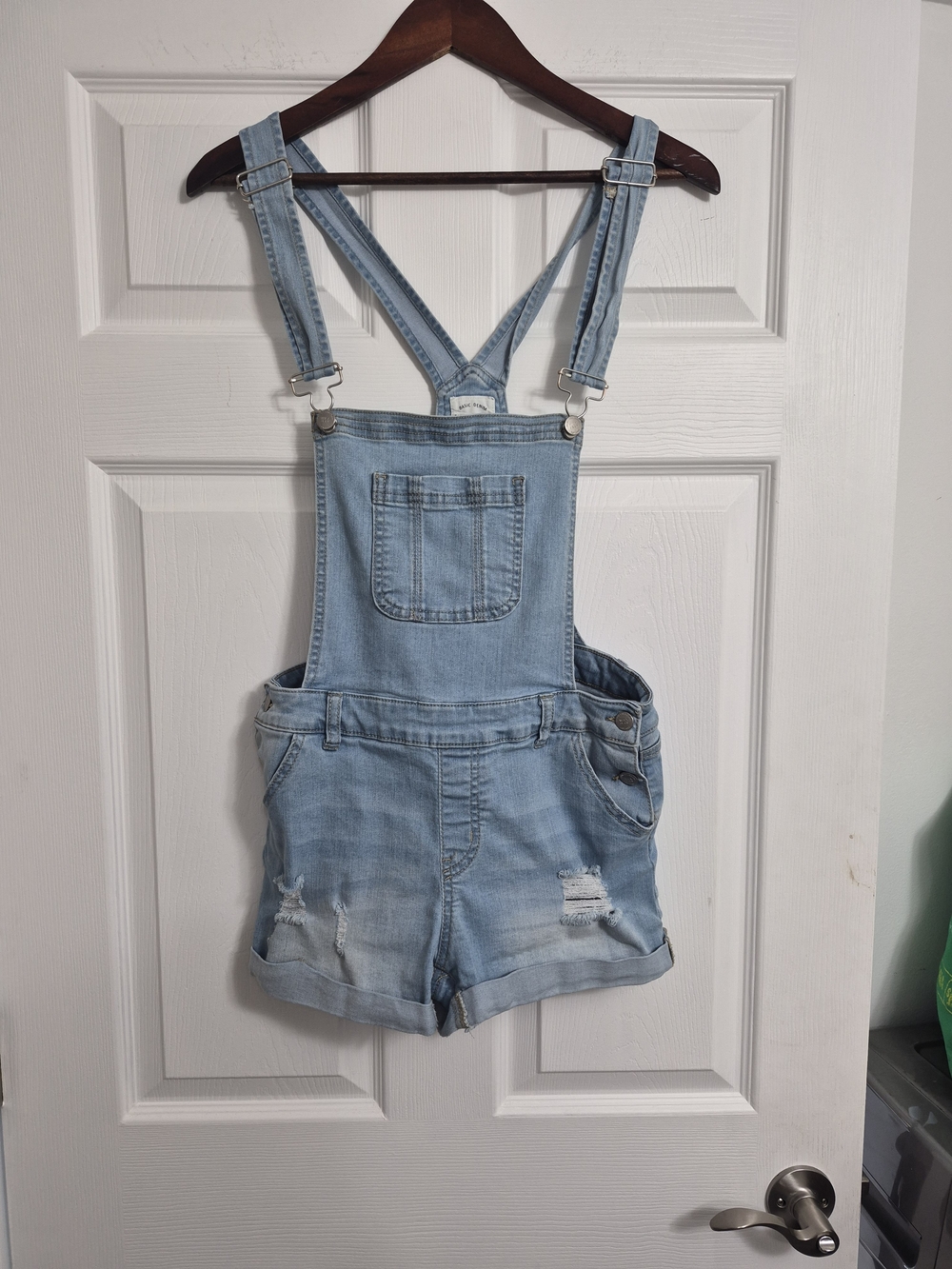 Wax Jean Light Blue Denim Short Overalls